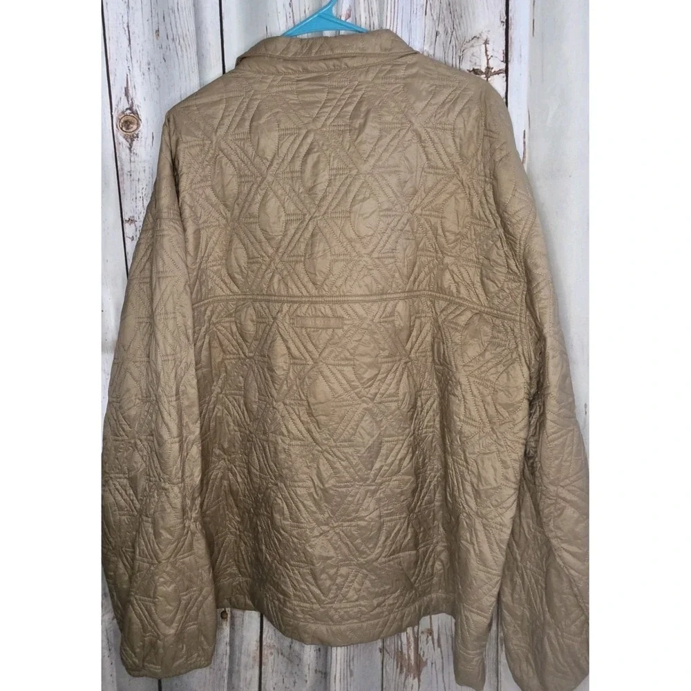 Savage x Fenty Men's Woven Geometric Quilted Jacket in Stone Beige/ Brown Sz 2XL